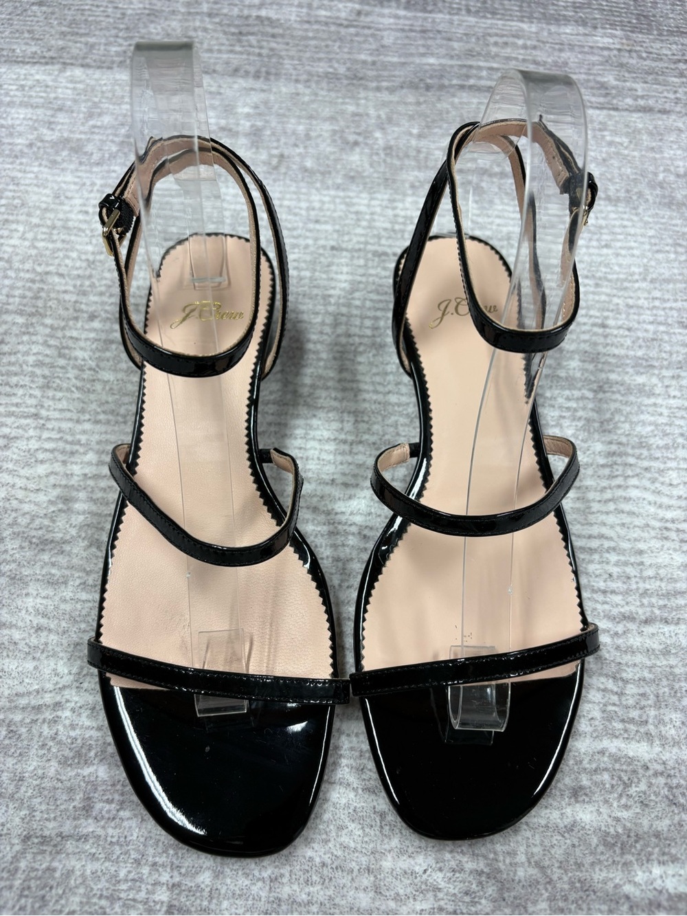 J. Crew skinny strap round-heel sandals patent leather womens 7.5 black dressy - Picture 2 of 8